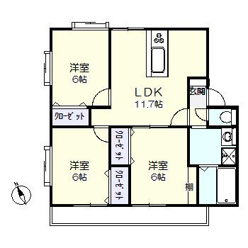 ジュピターB(3LDK/2階)の間取り写真
