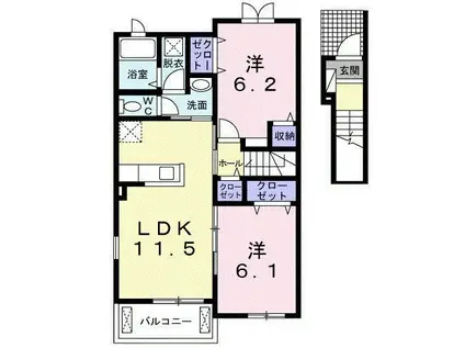 ヴェルジネ(2LDK/2階)の間取り写真