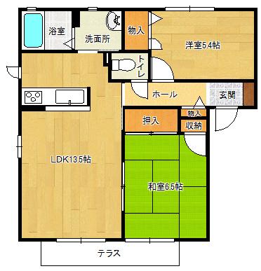 シャトーコエモンC(2LDK/2階)の間取り写真