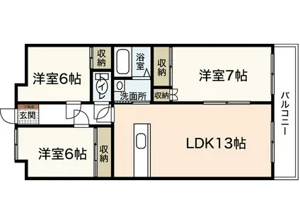 ハイネス鈴峰(3LDK/2階)の間取り写真