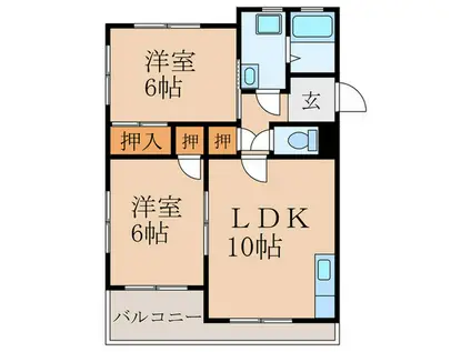 レジデンスたむら(2LDK/2階)の間取り写真