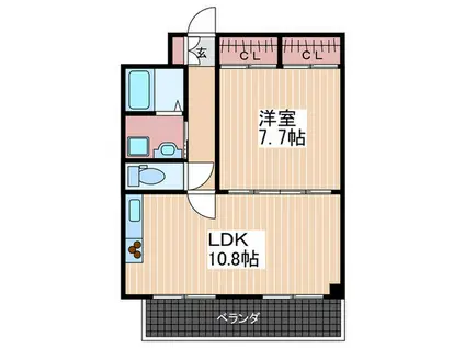 ブリスベン(1LDK/4階)の間取り写真