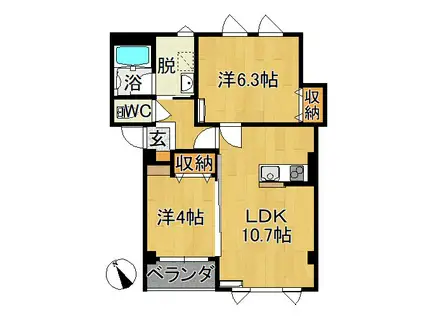 ロイヤルコーポソフィア(2LDK/2階)の間取り写真