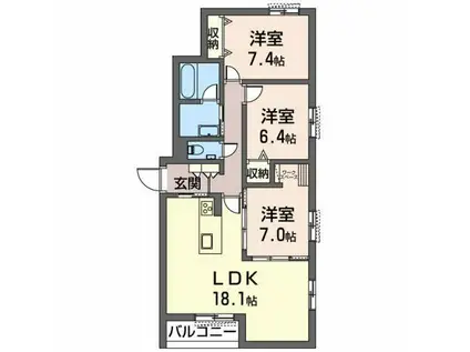 ベラ コリナ(3LDK/2階)の間取り写真