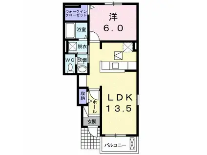 プリムラ コリーヌ(1LDK/1階)の間取り写真