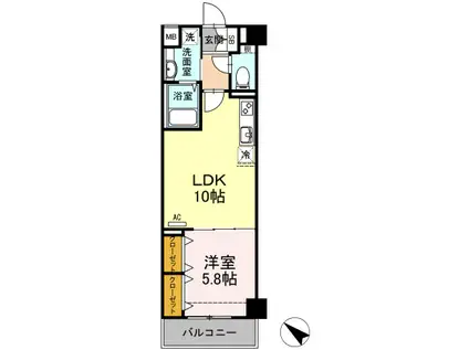 PLUMERIA 408(1LDK/4階)の間取り写真