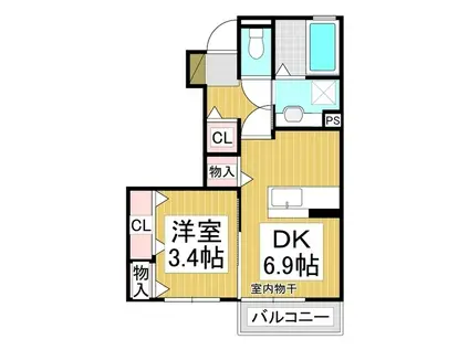 J-ROOM妃 弐番館(1DK/1階)の間取り写真