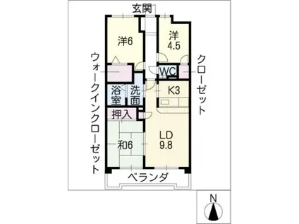 グランドールナカシマV(3LDK/3階)の間取り写真