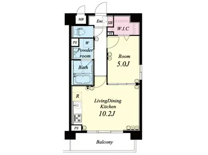 SUN CREST(1LDK/2階)の間取り写真