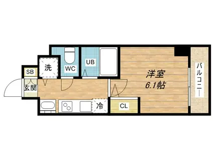 スワンズ心斎橋イースト(1K/6階)の間取り写真