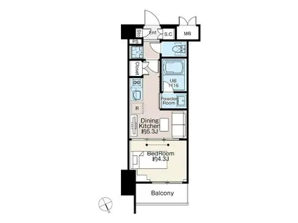 ベルファース西早稲田(1DK/6階)の間取り写真