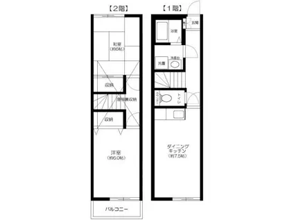 ベルモア(2DK/1階)の間取り写真