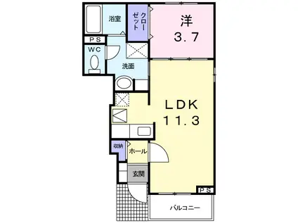 グランジェV(1LDK/1階)の間取り写真