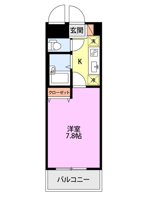 ドルトワール南笹口(1K/4階)の間取り写真