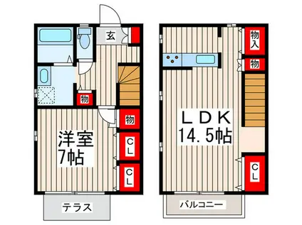 プルミエ葛西 C棟(1LDK/2階)の間取り写真