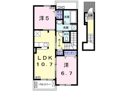 ラ・ヴィータ・フェリーチェII(2LDK/2階)の間取り写真