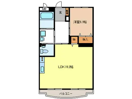 サンハイツ南俣(1LDK/2階)の間取り写真