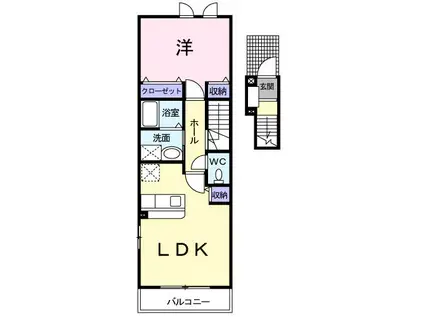 ソルジェンテ I(1LDK/2階)の間取り写真