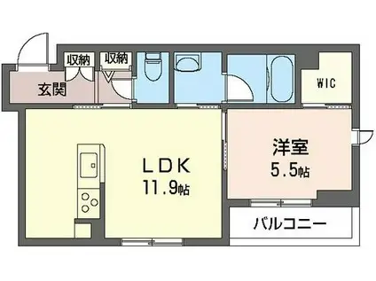 モトヤシキ西(1K/1階)の間取り写真
