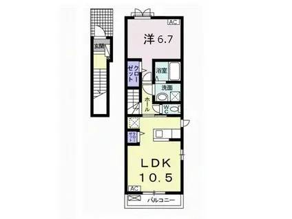 メゾン・ド・マリ(1LDK/2階)の間取り写真