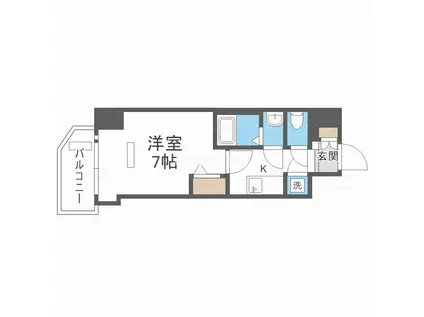 ファーストフィオーレ谷町六丁目フェリシア(1K/7階)の間取り写真
