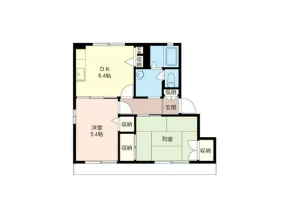 プレジオK(2DK/1階)の間取り写真