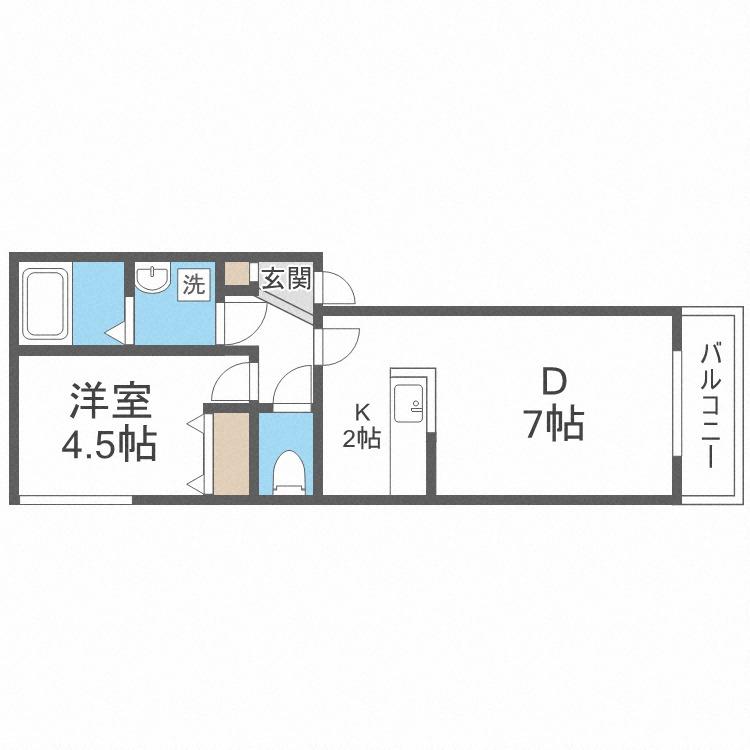 桑園ダルク(1LDK/2階)の間取り写真