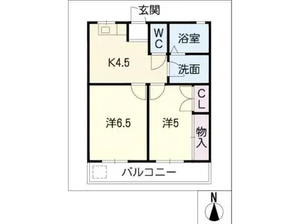 テナント山本(2K/2階)の間取り写真