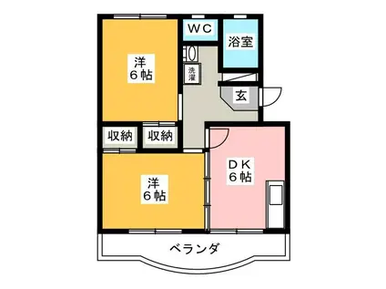 中央マンション(2DK/3階)の間取り写真