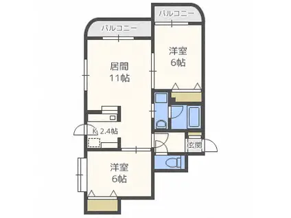 第6司レジデンス(2LDK/2階)の間取り写真