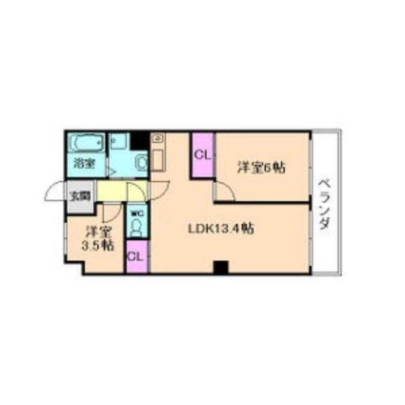 ファミール永田(2LDK/2階)の間取り写真