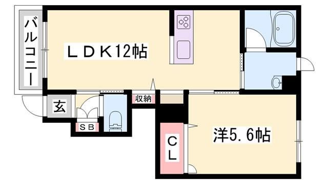 カーサグラス シュデステC(1LDK/1階)の間取り写真