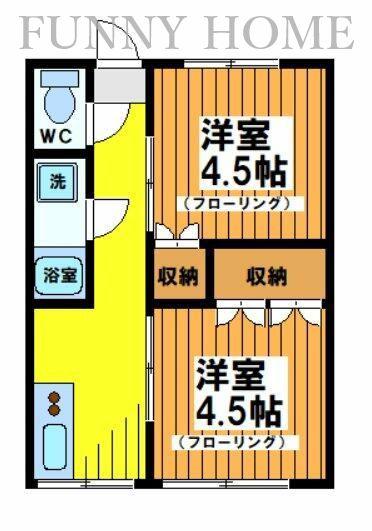 コーポ千代荘(2K/2階)の間取り写真