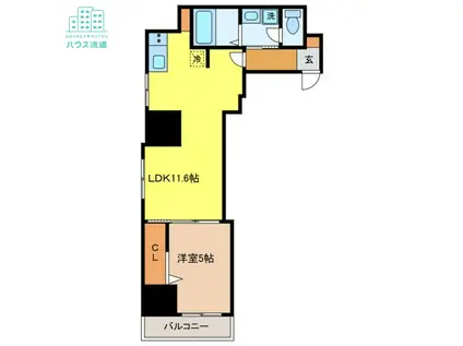 EBINS NAKAMACHI(1LDK/5階)の間取り写真