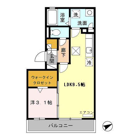 リビングタウンさくらだ(1LDK/1階)の間取り写真