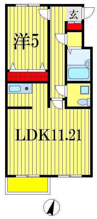 カムフォート登戸III(1LDK/4階)の間取り写真
