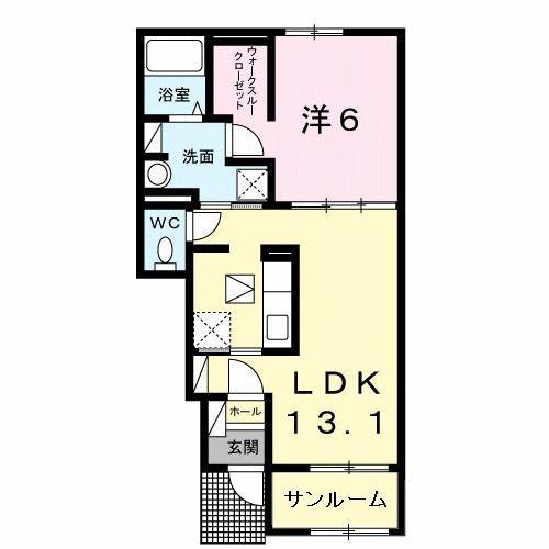 アルドール アサヒ II(1LDK/1階)の間取り写真