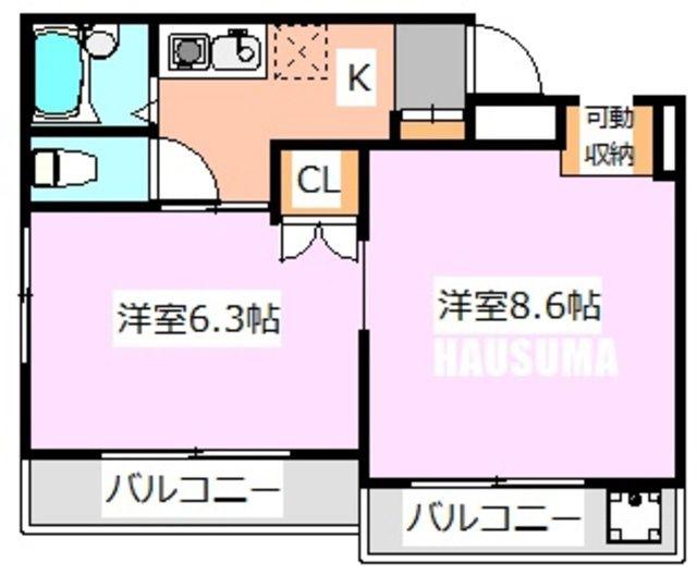 フジマツ第5ビル(2DK/1階)の間取り写真