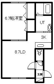 チェリー4・9(1LDK/1階)の間取り写真