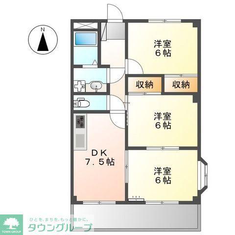 サザンフィールド(3DK/3階)の間取り写真