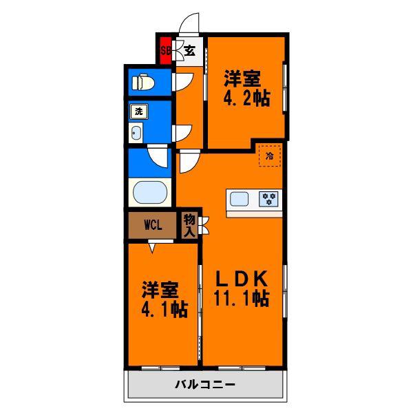 エクサ・スタチオ(2LDK/5階)の間取り写真