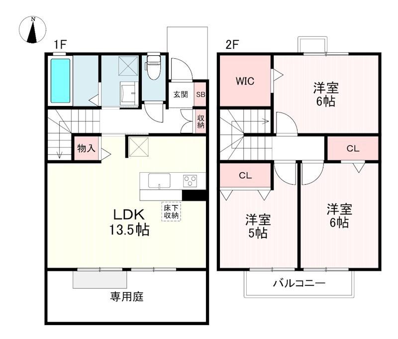 グローリアM(3LDK/1階)の間取り写真