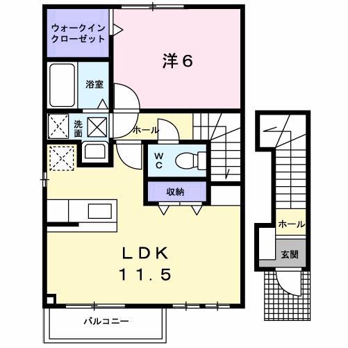 ル シャトー II(1LDK/2階)の間取り写真