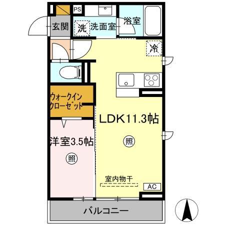 ピエドリオ(1LDK/2階)の間取り写真