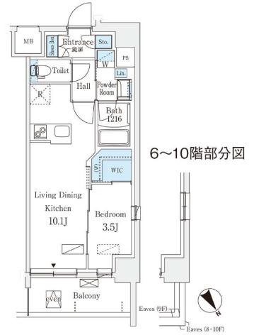 エル・セレーノ横浜(1LDK/7階)の間取り写真
