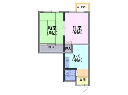 グランドール長岡京(2DK/1階)の間取り写真