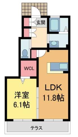 SHAMAISON MAKI(1LDK/1階)の間取り写真