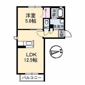 シャーメゾン津山 C棟(1LDK/2階)の間取り写真