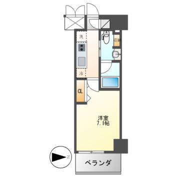 ヴェルデシア名駅南(1K/6階)の間取り写真