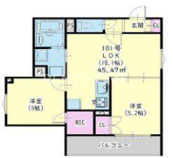 クリエオーレ誉田(2LDK/1階)の間取り写真